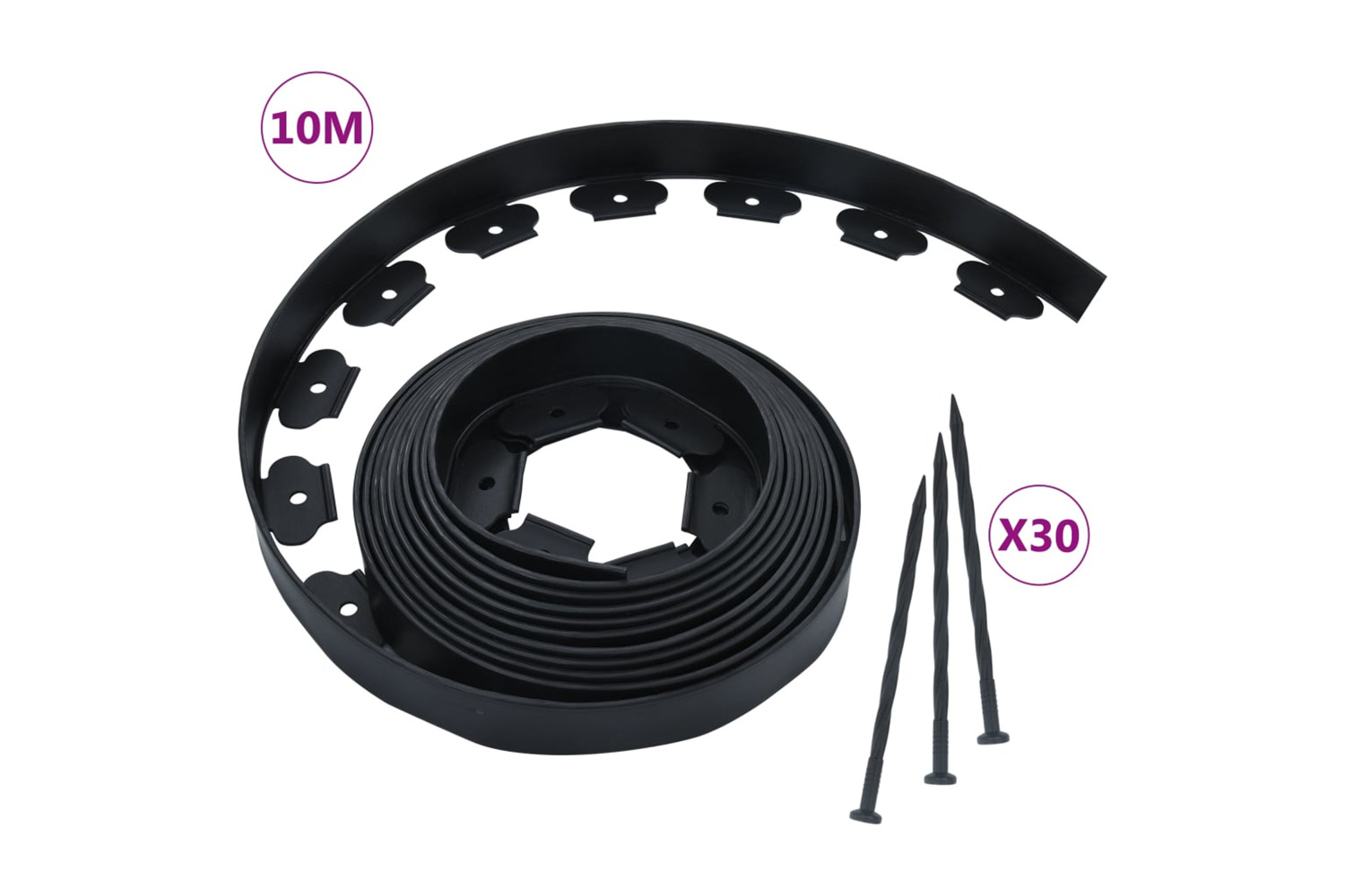 vidaXL 48614 Flexible Lawn Edging With 30 Pegs 10 M 5cm