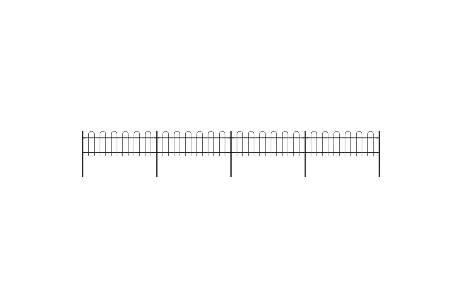 vidaXL 277641 Garden Fence With Hoop Top Steel 6.8x0.6 M Black