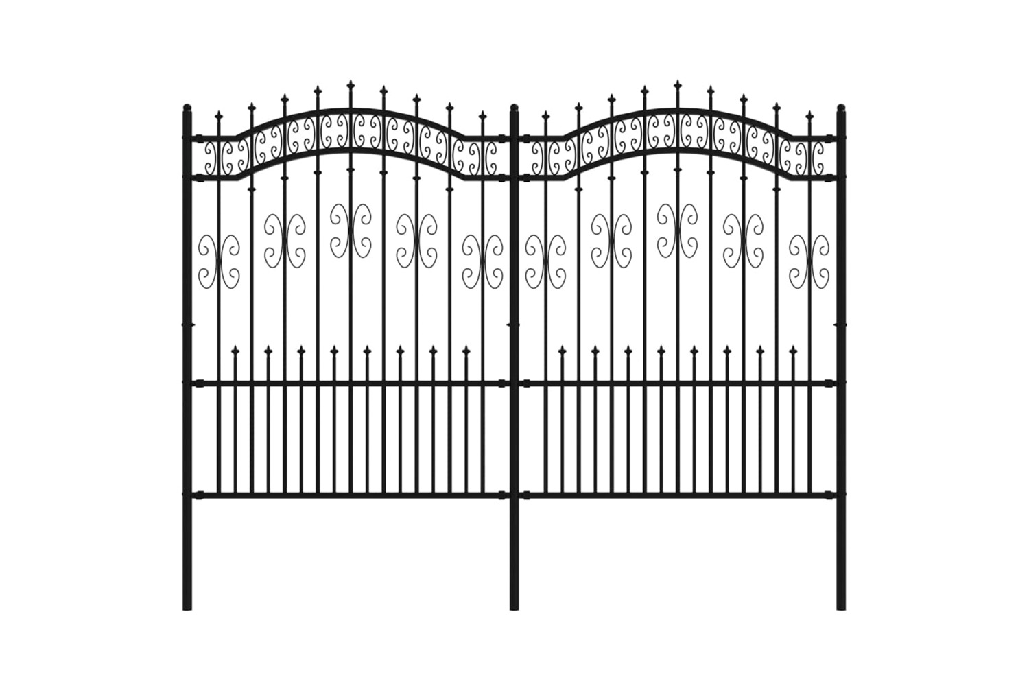 vidaXL 151087 Garden Fence With Spear Top Black 190cm Powder-coated Steel