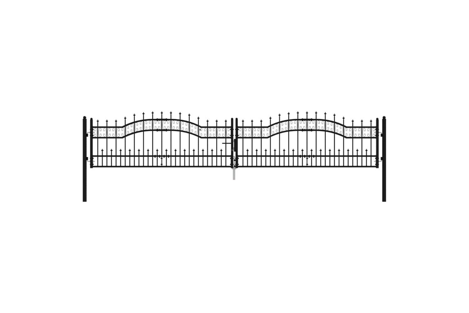 vidaXL 151099 Fence Gate With Spear Top Black 406x120cm Powder-coated Steel