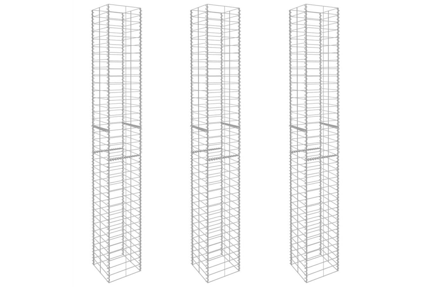 vidaXL 145088 Gabion Baskets 3 Pcs Galvanised Steel 25x25x197cm