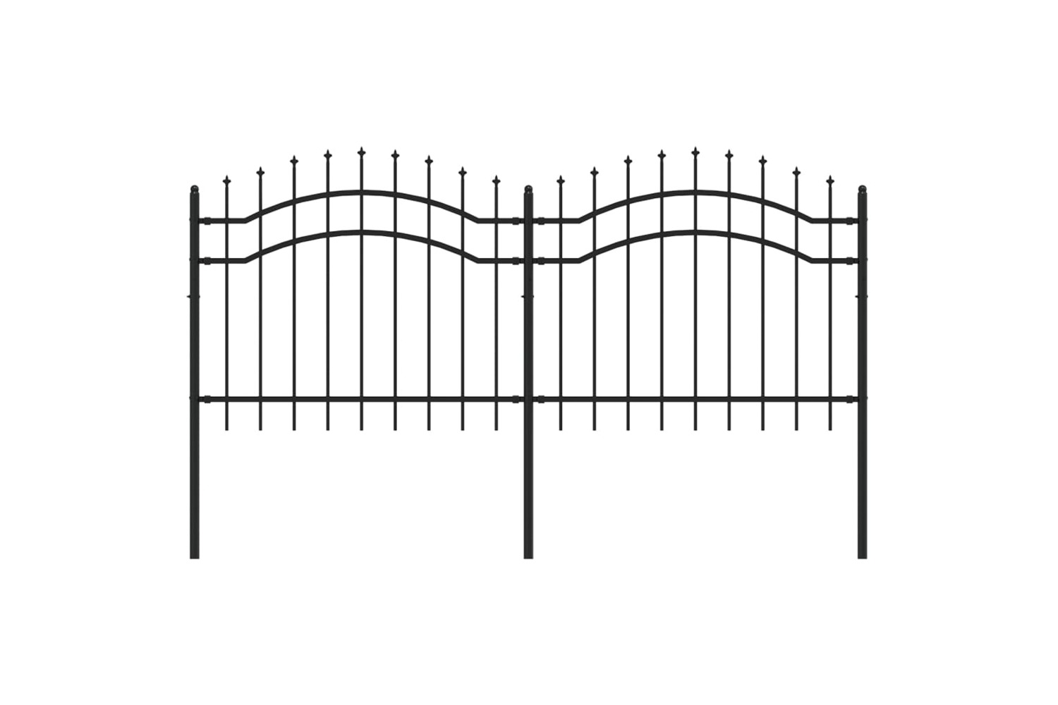 vidaXL 151080 Garden Fence With Spear Top Black 140cm Powder-coated Steel