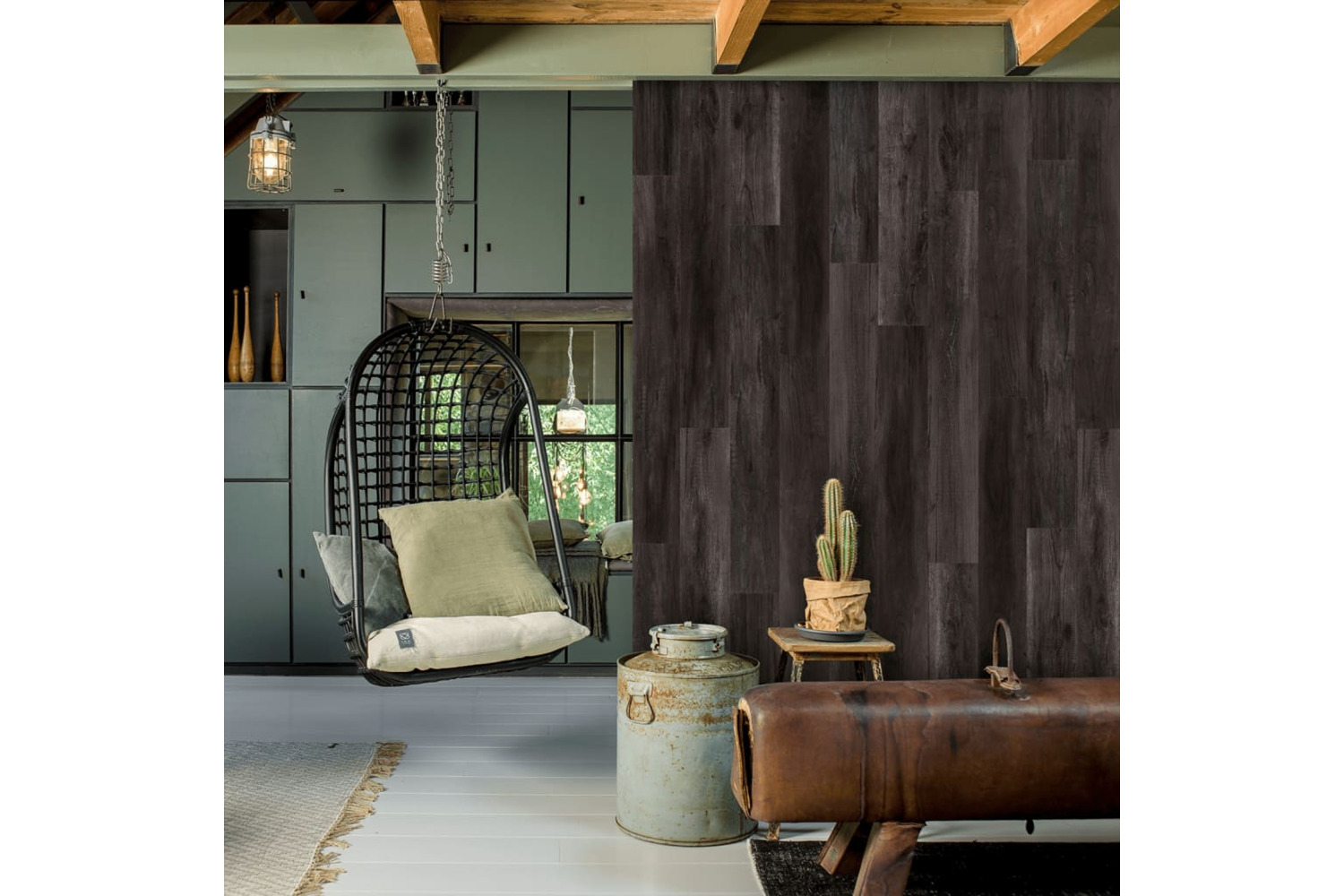 Wallart 432700 Wood Look Planks Barnwood Oak Charcoal Black