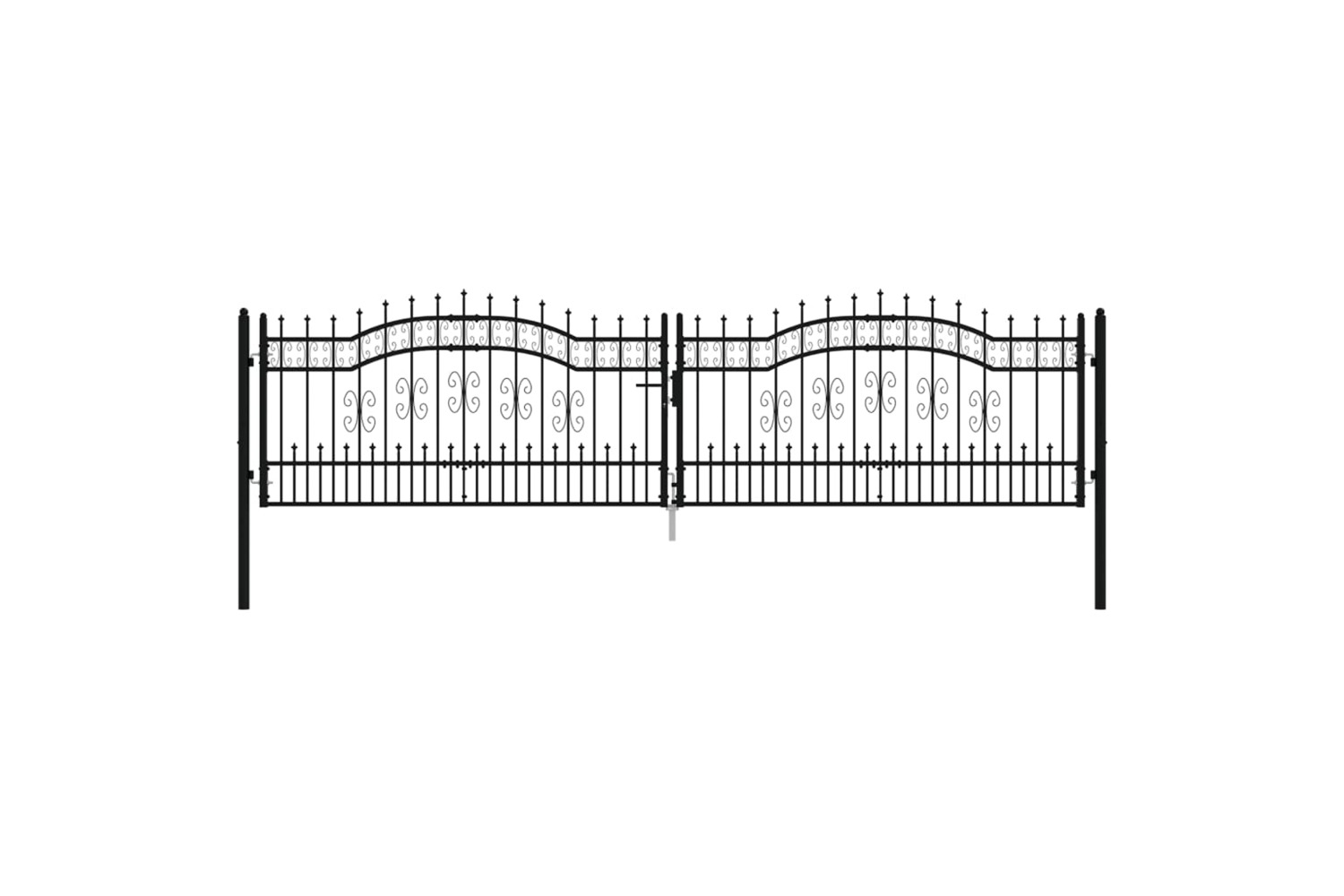 vidaXL 151100 Fence Gate With Spear Top Black 406x151cm Powder-coated Steel