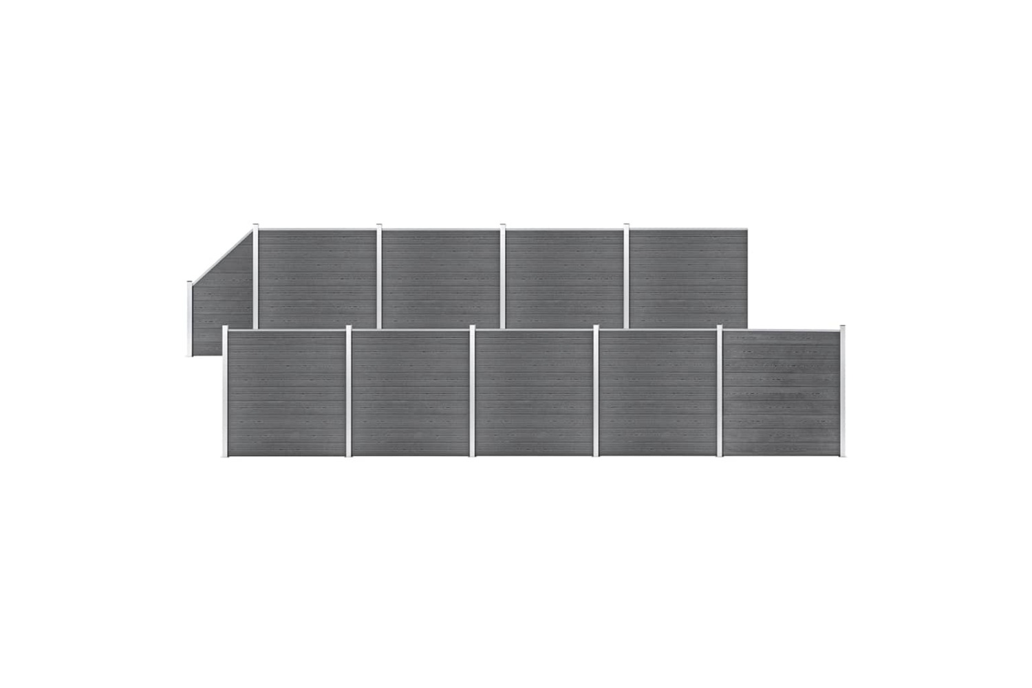 vidaXL 3053241 Wpc Fence Set 9 Square + 1 Slanted 1657x186cm Grey