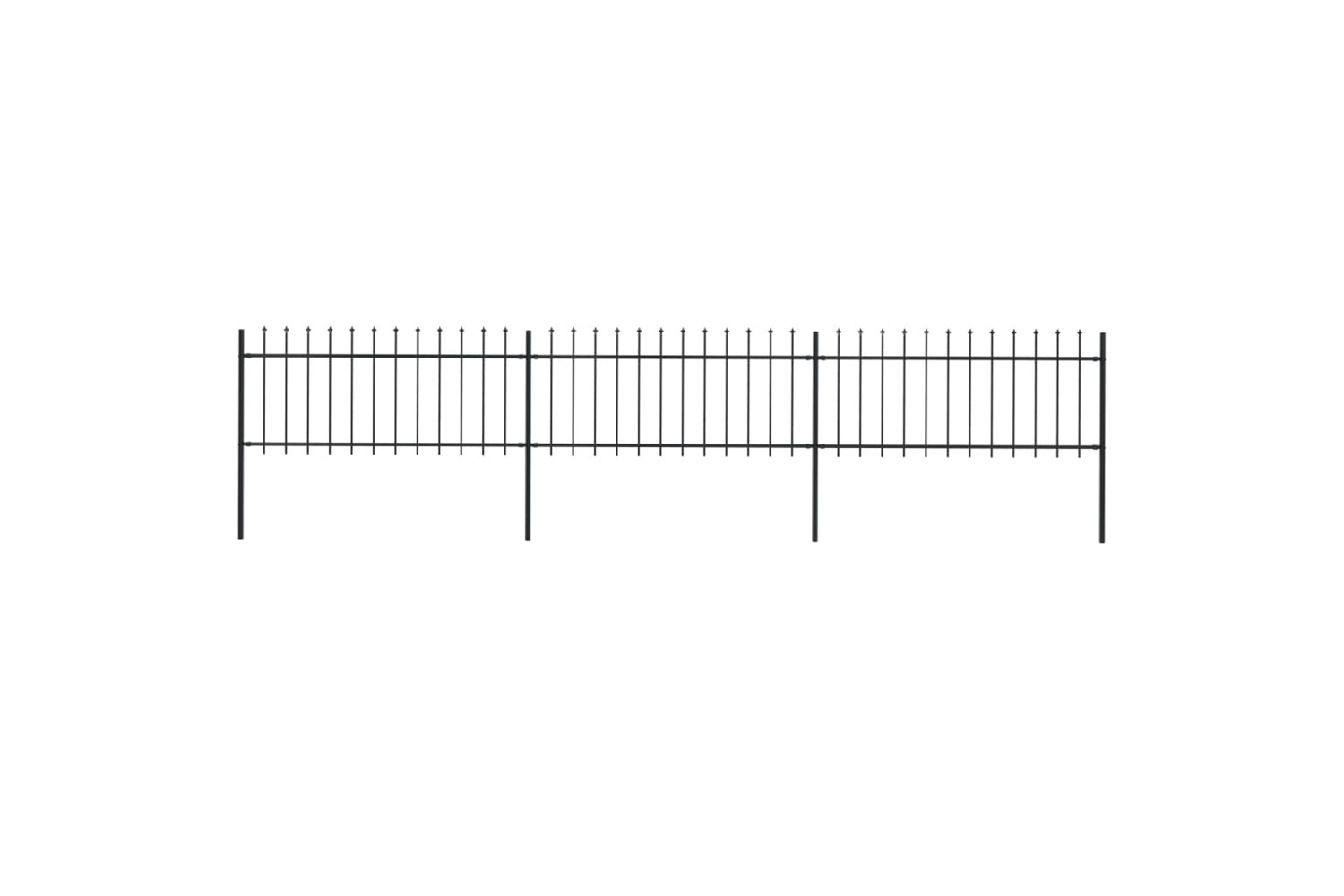 vidaXL 277604 Garden Fence With Spear Top Steel 5.1x0.8 M Black
