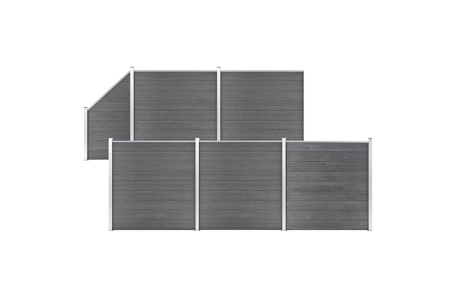vidaXL 3053237 Wpc Fence Set 5 Square + 1 Slanted 965x186cm Grey