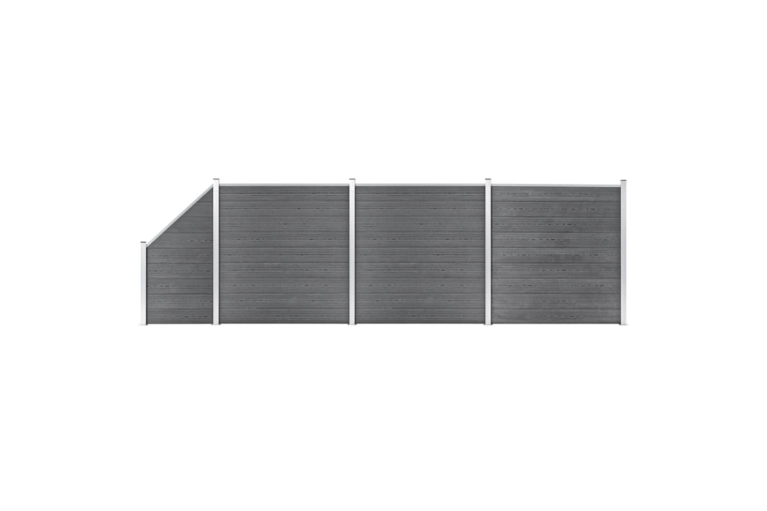 vidaXL 3053235 Wpc Fence Set 3 Square + 1 Slanted 619x186cm Grey