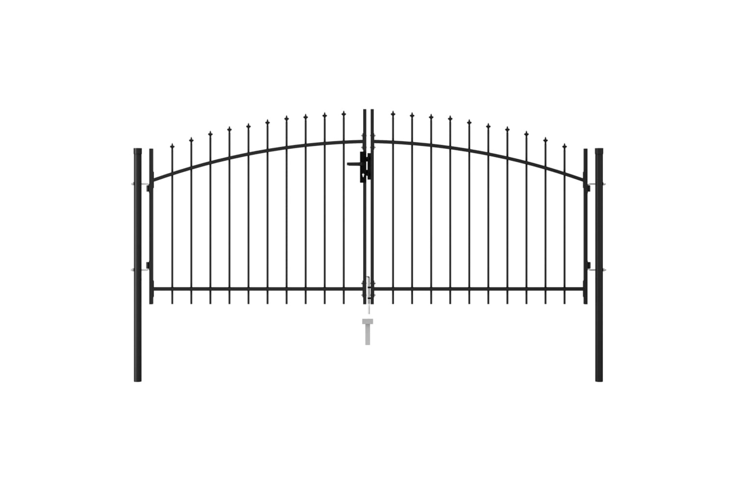 vidaXL 146027 Fence Gate Double Door With Spike Top Steel 3x1.25 M Black