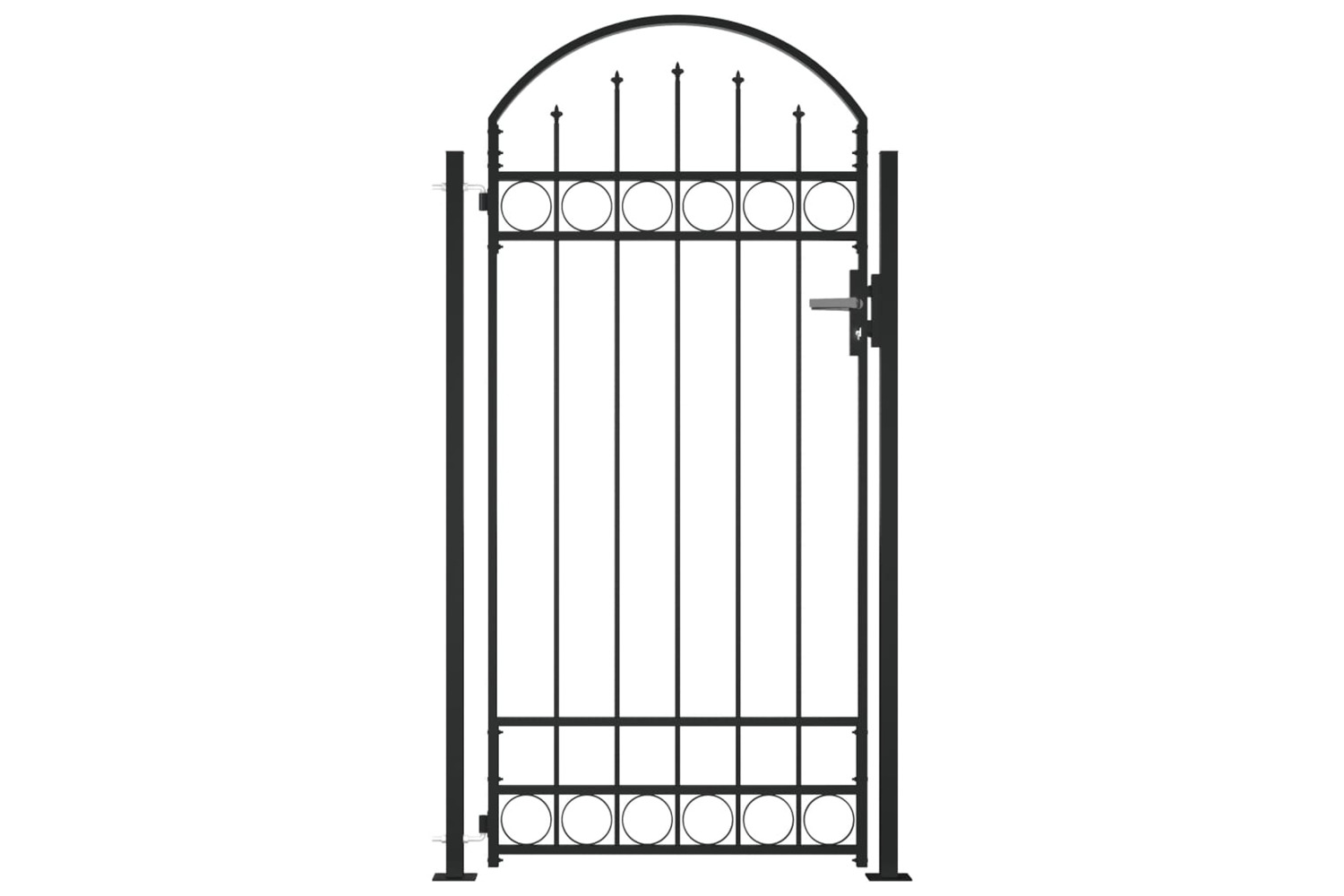vidaXL 145751 Fence Gate With Arched Top And 2 Posts 105x204cm Black