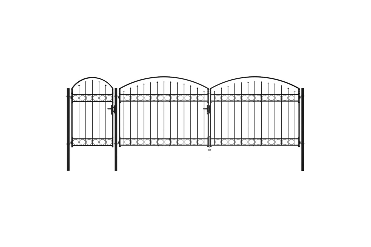 vidaXL 144371 Garden Fence Gate With Arched Top Steel 1.75x5 M Black