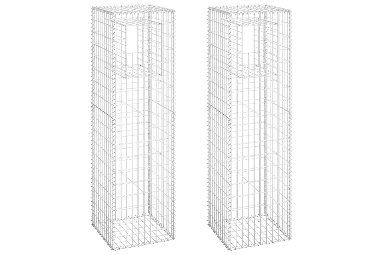 vidaXL 151273 Gabion Basket Posts 2 Pcs 50x50x180cm Iron