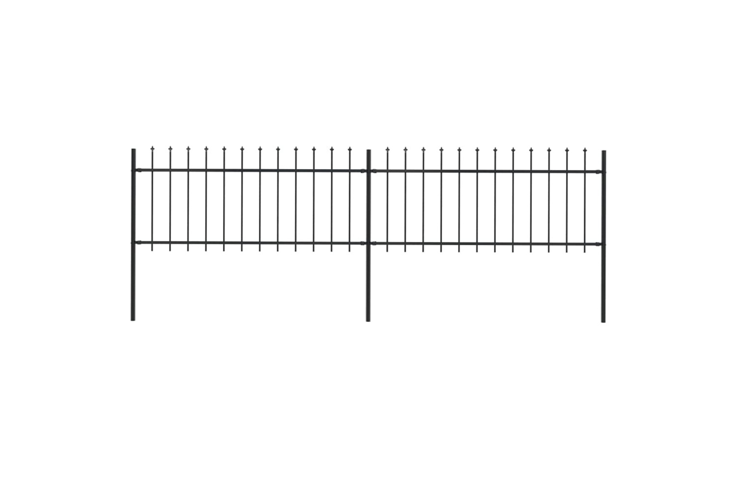 vidaXL 277603 Garden Fence With Spear Top Steel 3.4x0.8 M Black