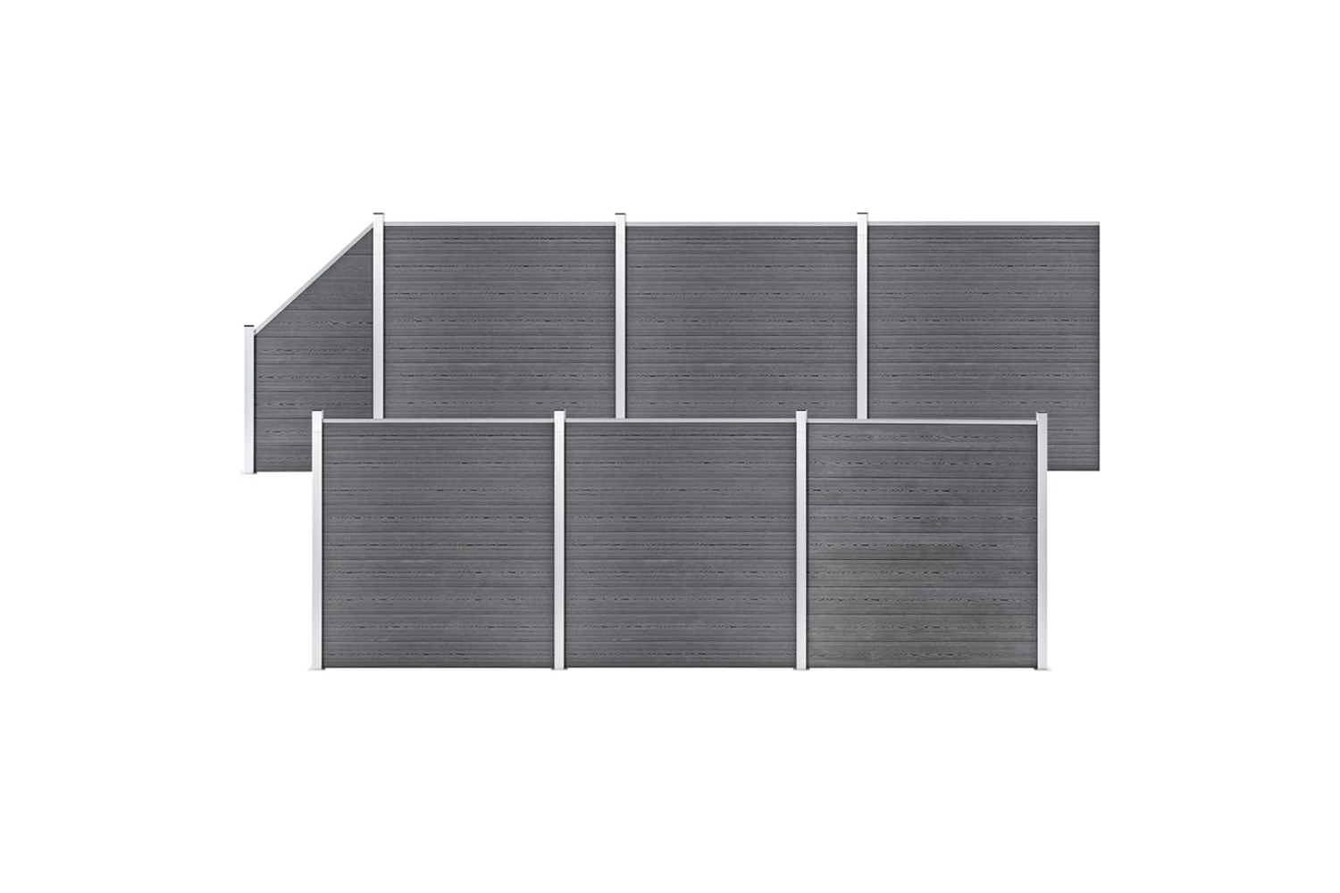 vidaXL 3053238 Wpc Fence Set 6 Square + 1 Slanted 1138x186cm Grey