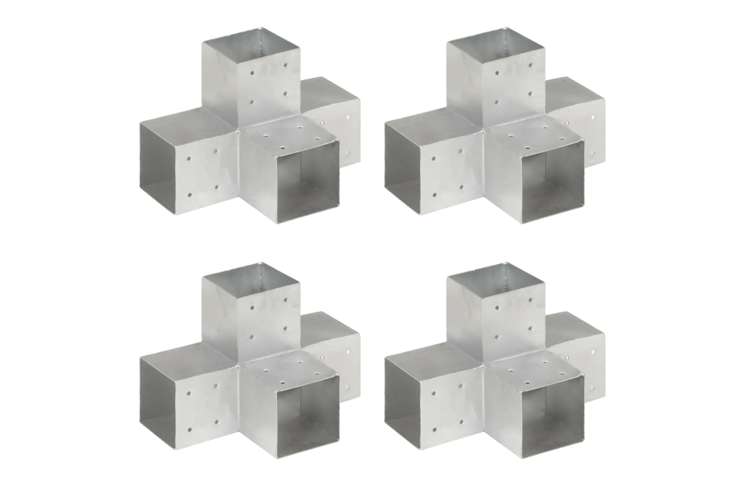 vidaXL 145484 Post Connectors 4 Pcs X Shape Galvanised Metal 101x101mm
