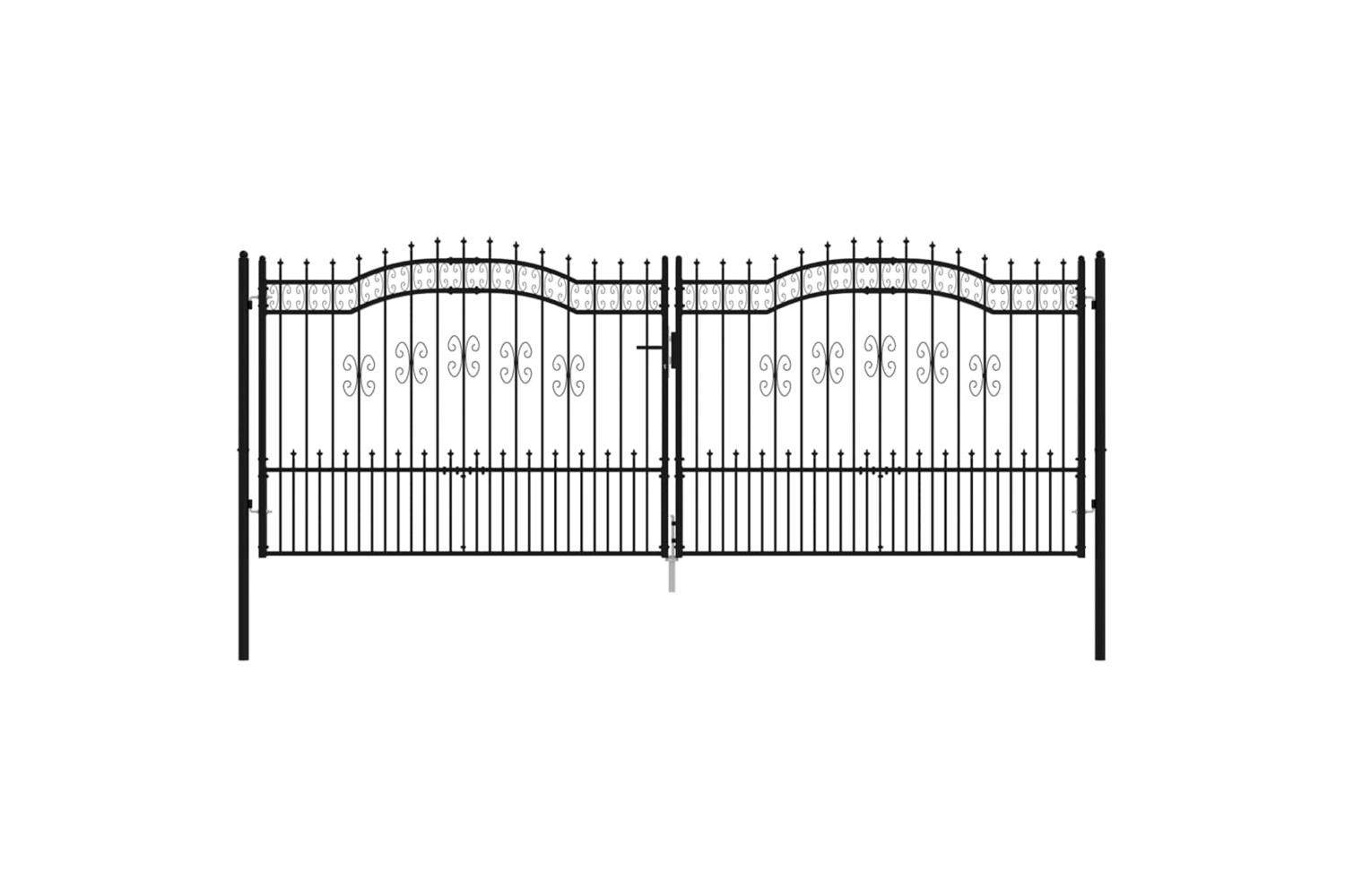 vidaXL 151102 Fence Gate With Spear Top Black 406x198cm Powder-coated Steel