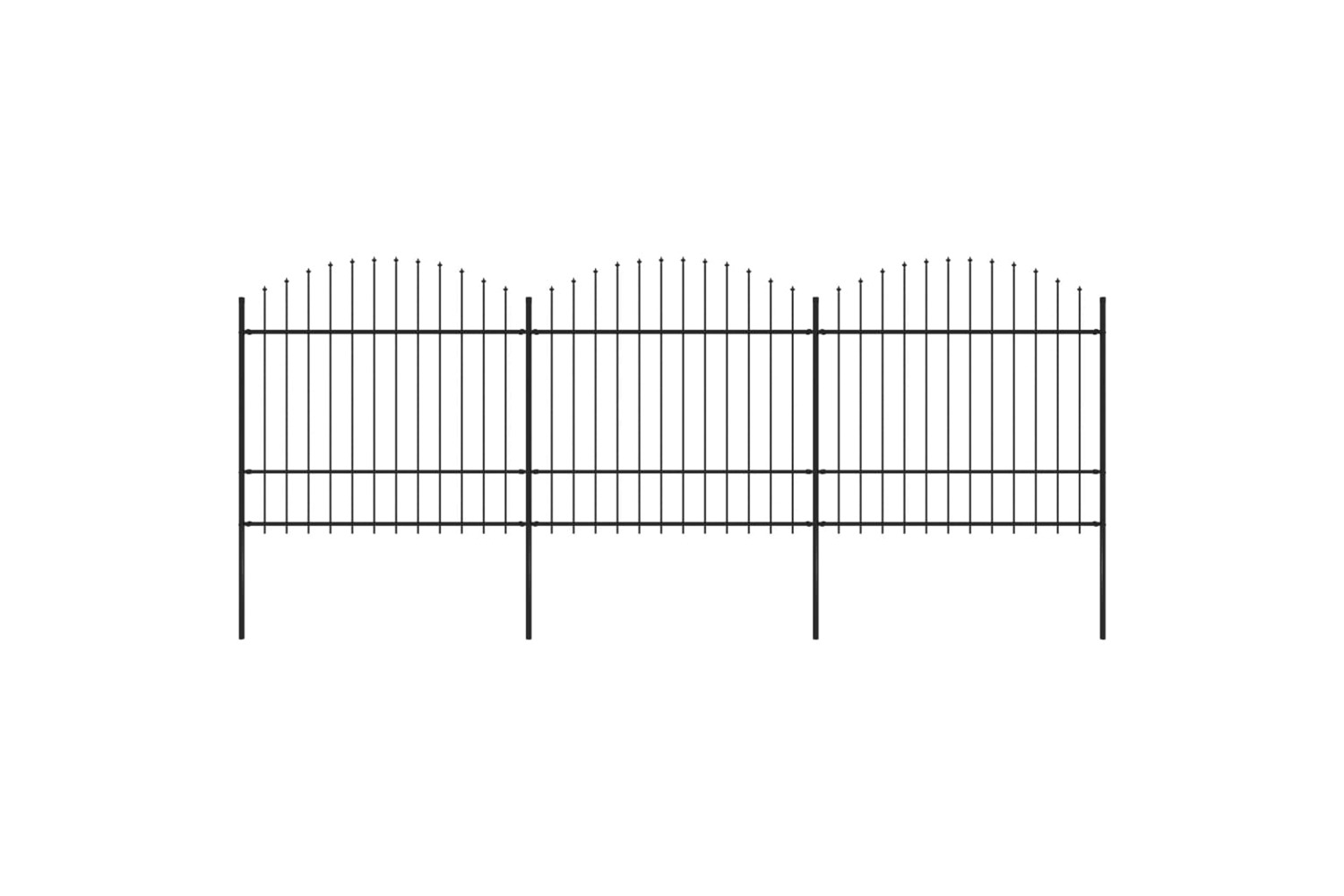 vidaXL 277741 Garden Fence With Spear Top Steel (1.5-1.75)x5.1 M Black