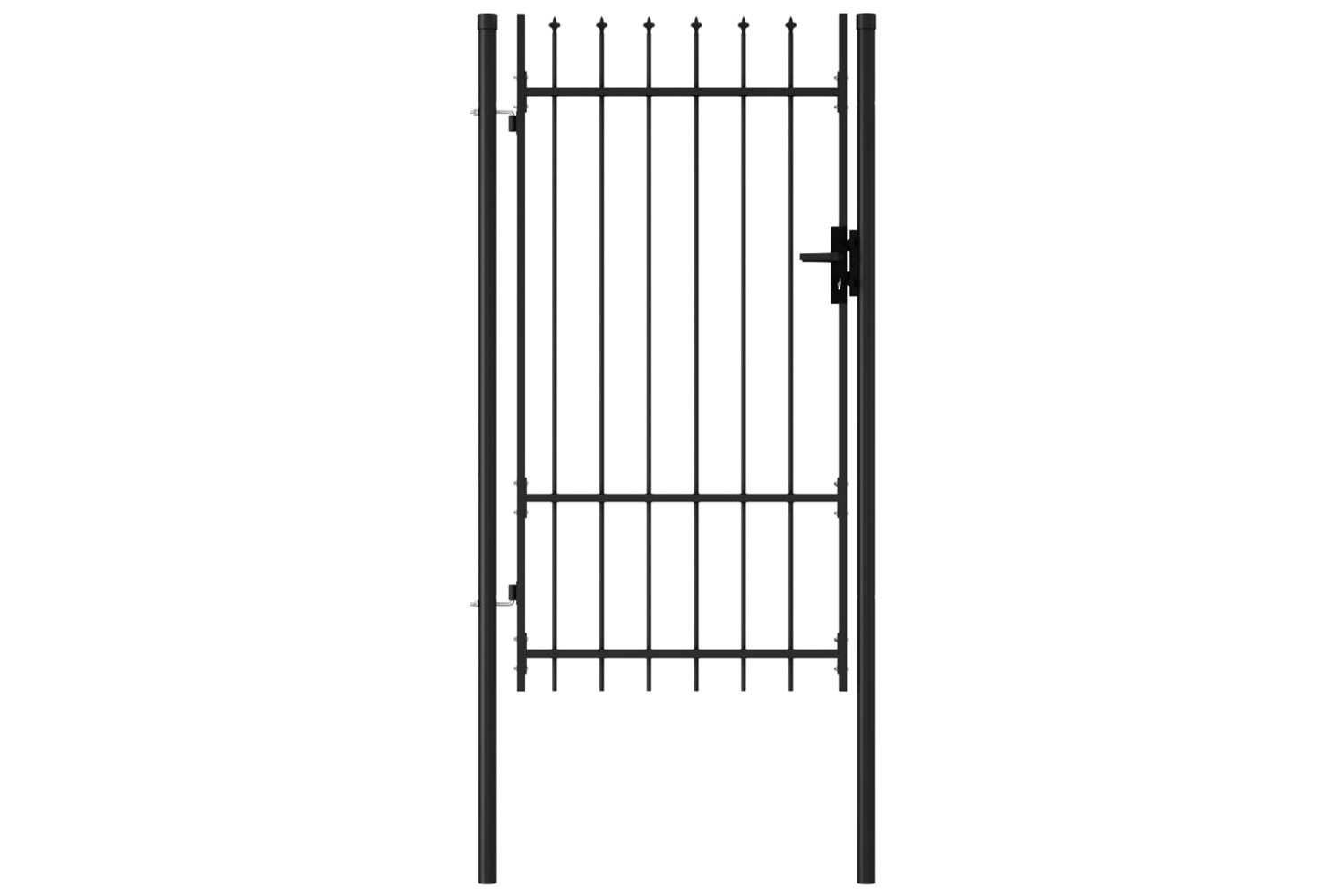 vidaXL 145745 Fence Gate Single Door With Spike Top Steel 1x1.75 M Black