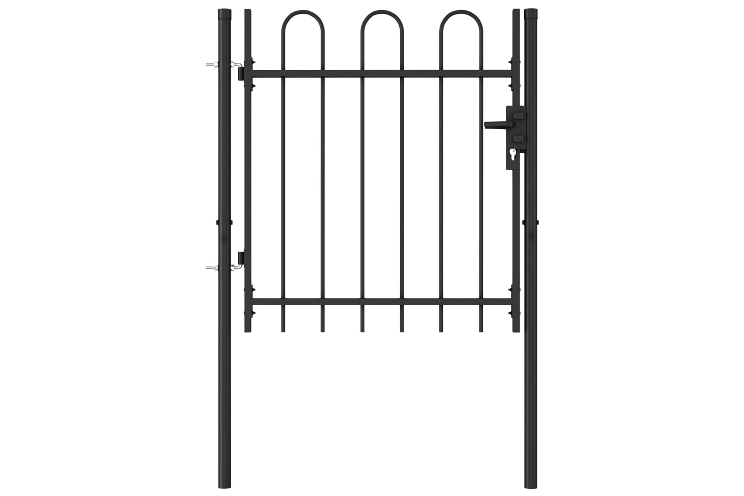 vidaXL 146029 Fence Gate Single Door With Arched Top Steel 1x1 M Black