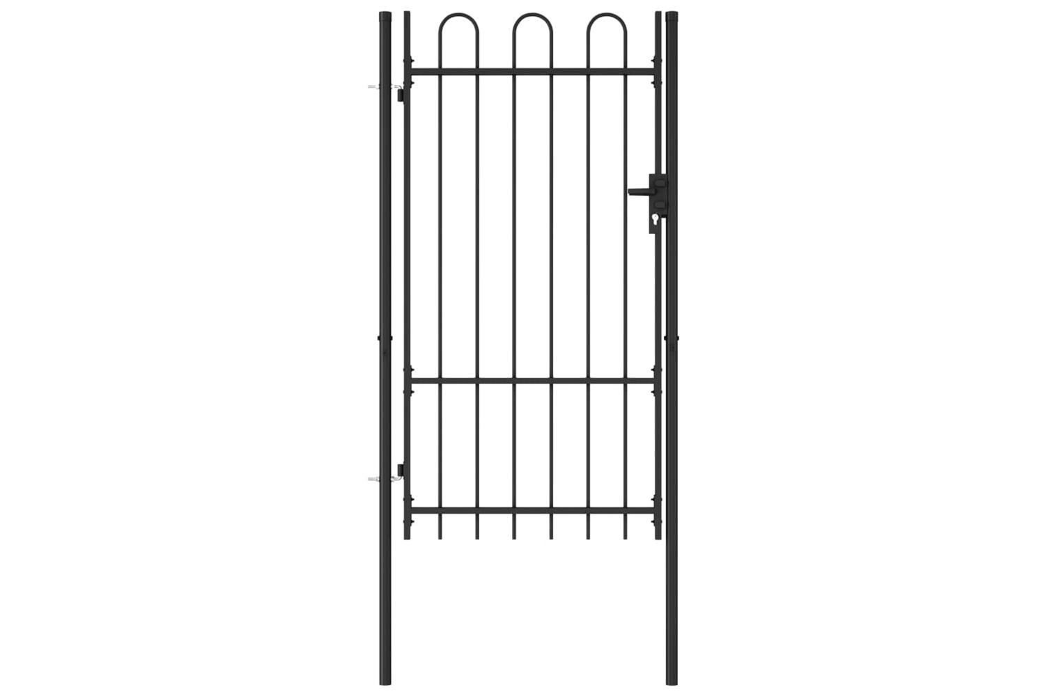 vidaXL 145743 Fence Gate Single Door With Arched Top Steel 1x1.75 M Black