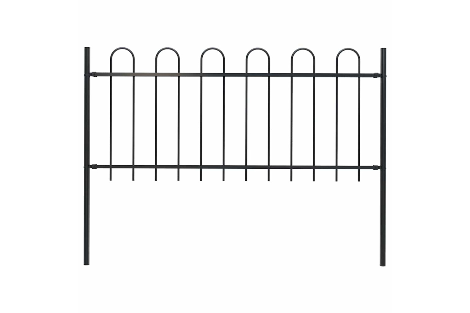 Vidaxl Garden Fence With Hoop Top Steel 1.8 M Black