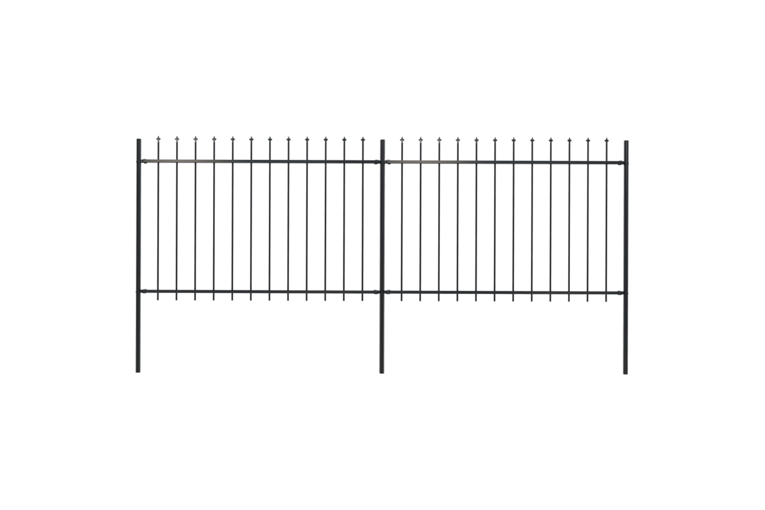 vidaXL 277621 Garden Fence With Spear Top Steel 3.4x1.2 M Black