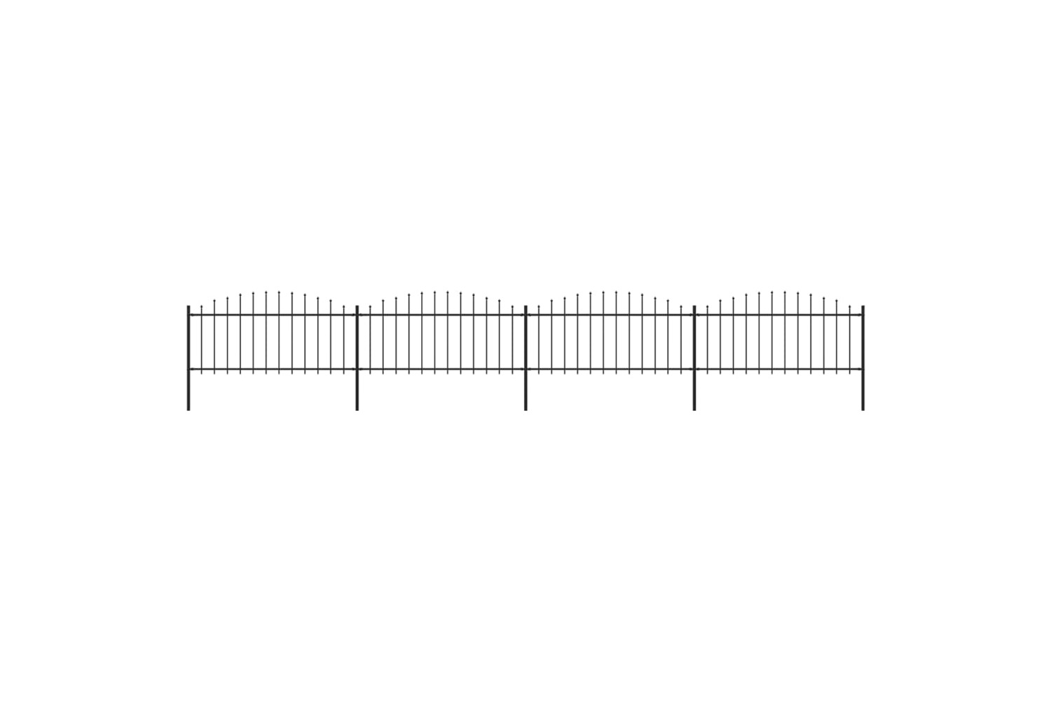 vidaXL 277706 Garden Fence With Spear Top Steel (0.5-0.75)x6.8 M Black