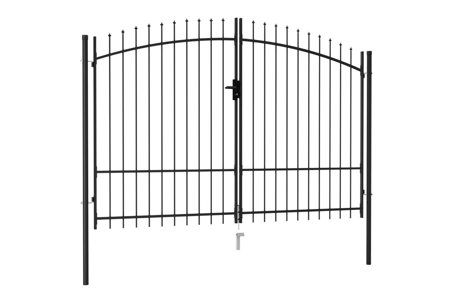 vidaXL 145738 Fence Gate Double Door With Spike Top Steel 3x2 M Black