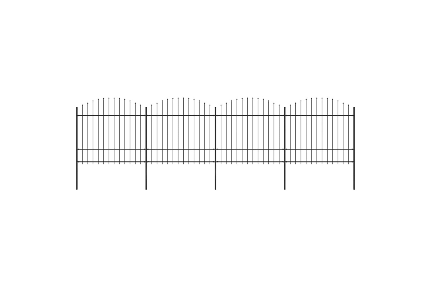 vidaXL 277742 Garden Fence With Spear Top Steel (1.5-1.75)x6.8 M Black