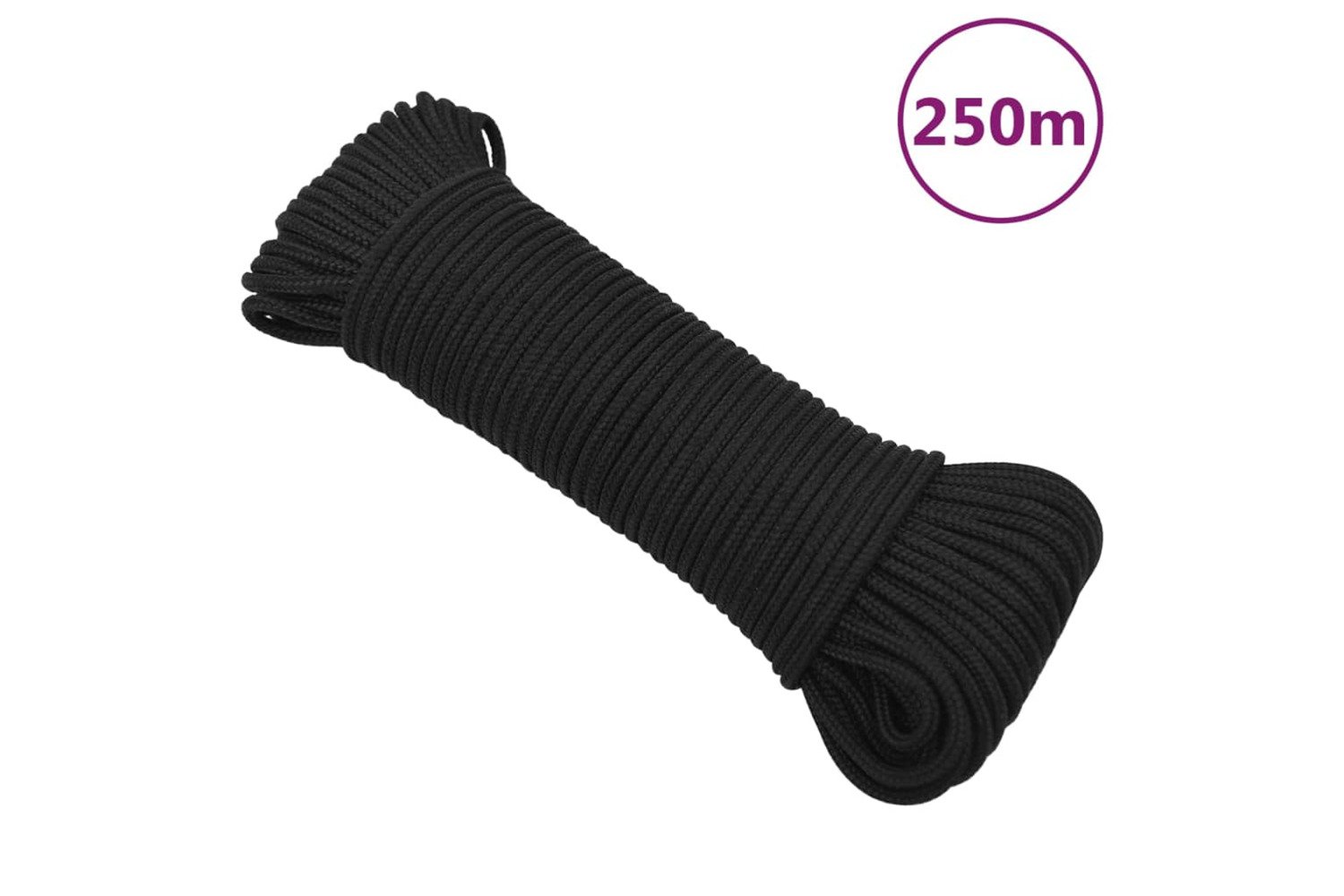 vidaXL 152484 Boat Rope Full Black 3mm 250 M Polypropylene