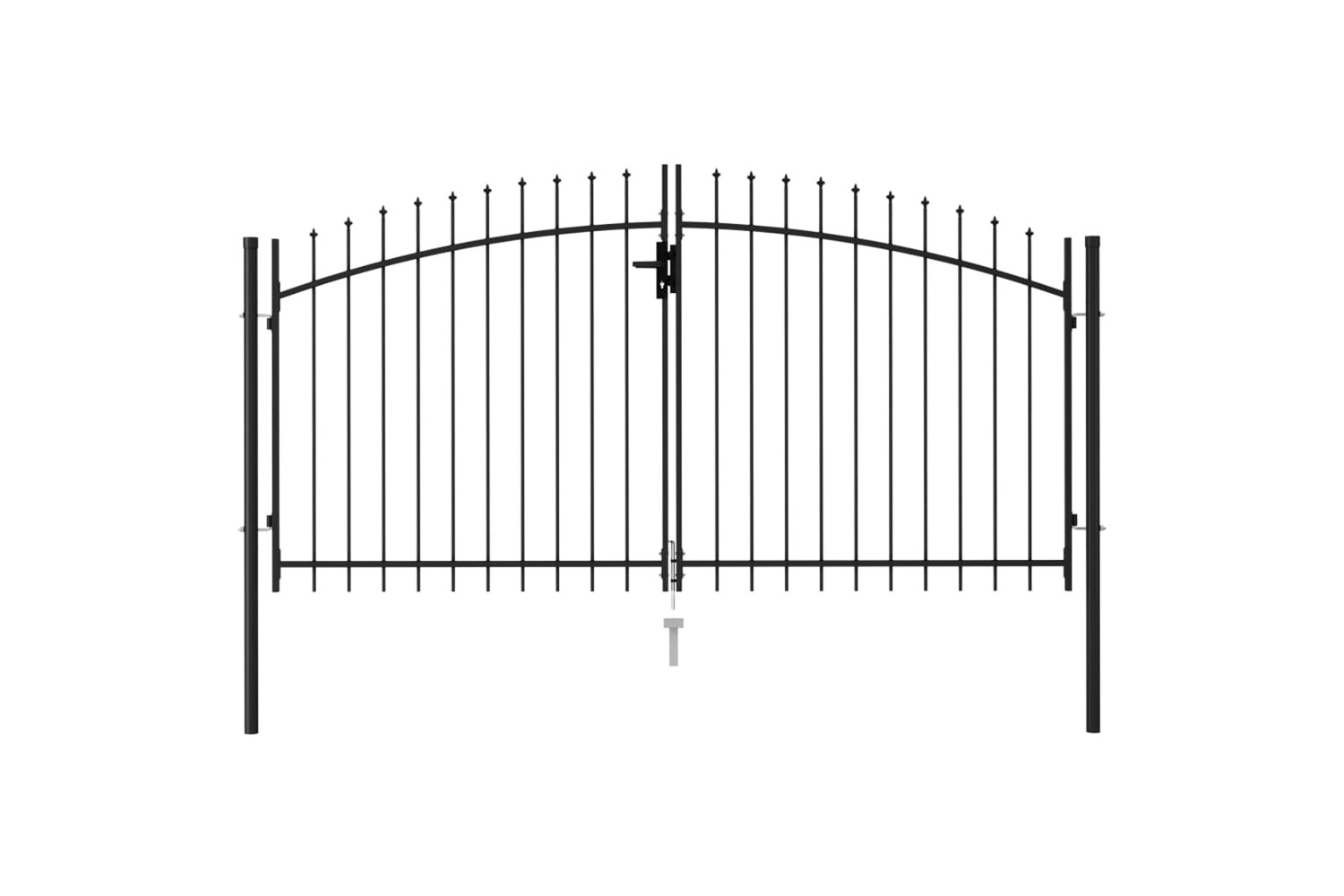 vidaXL 146028 Fence Gate Double Door With Spike Top Steel 3x1.5 M Black