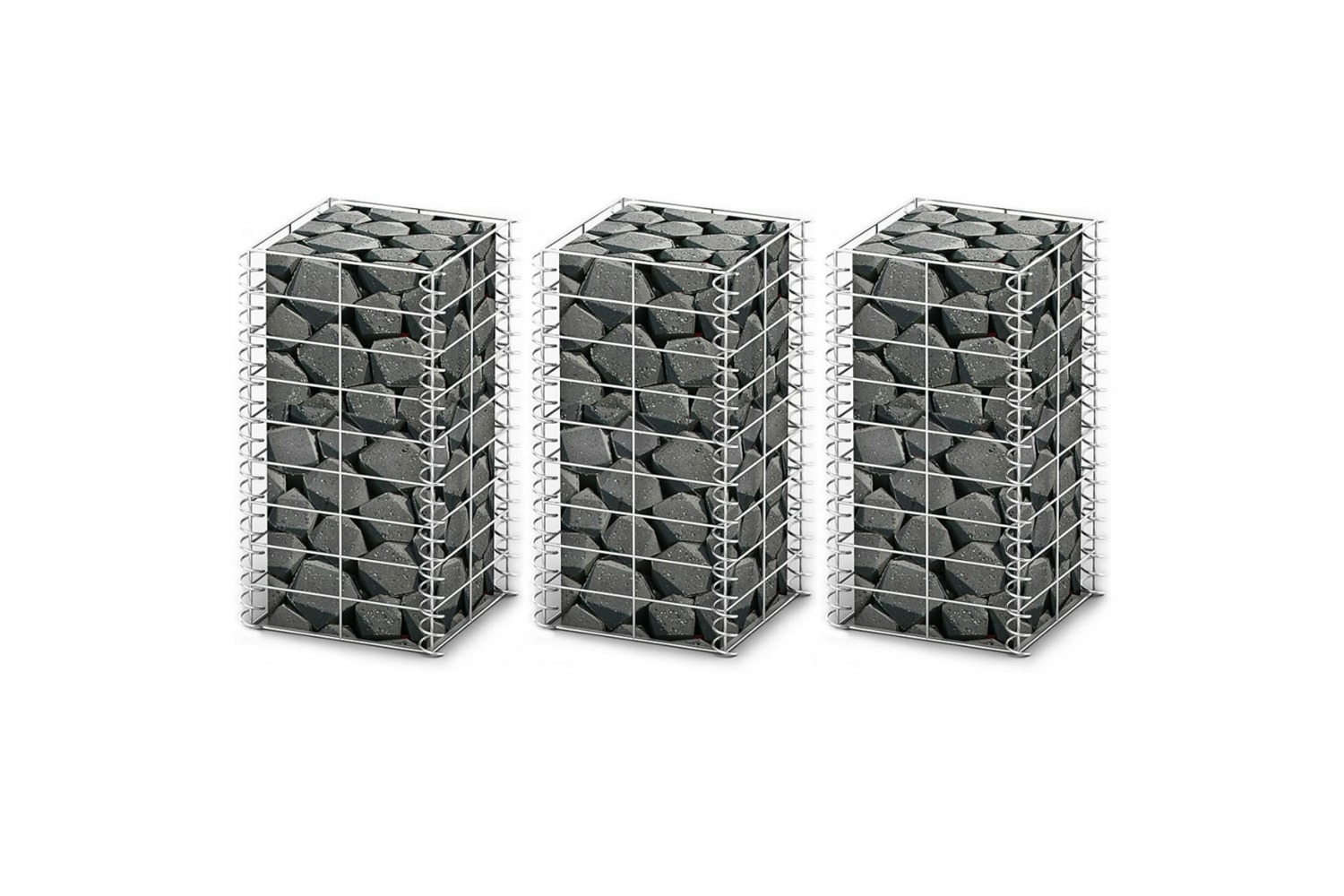 Vidaxl 141044 Gabion Set 3 Pcs Galvanised Wire 25 X 25 X 50 Cm