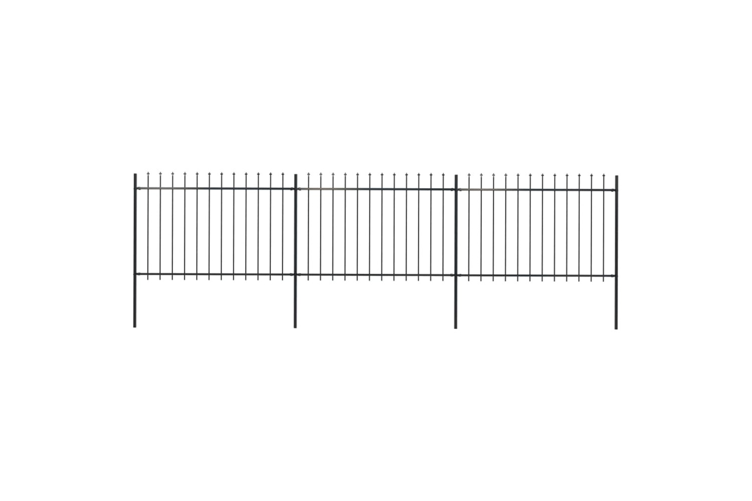 vidaXL 277622 Garden Fence With Spear Top Steel 5.1x1.2 M Black