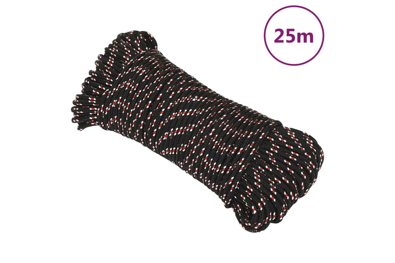 vidaXL 152332 Boat Rope Black 5mm 25 M Polypropylene