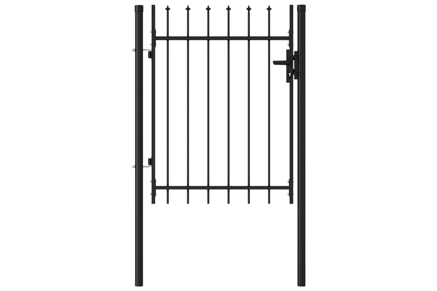 vidaXL 146033 Fence Gate Single Door With Spike Top Steel 1x1.2 M Black