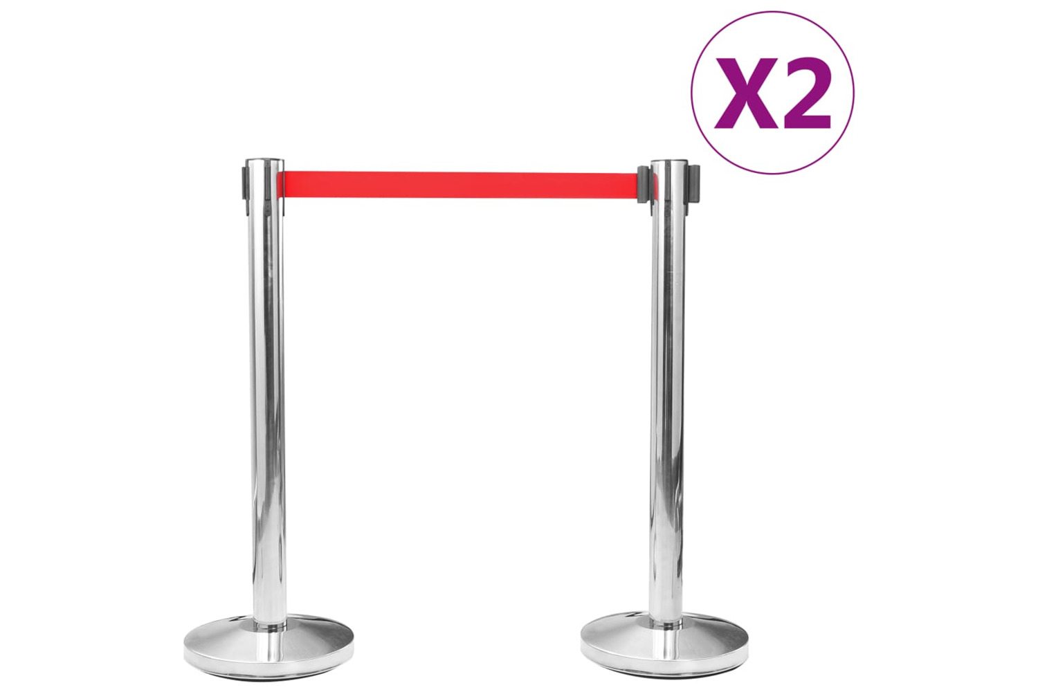 vidaXL 149576 Stanchions With Belts 4 Pcs Airport Barrier Stainless Steel Silver