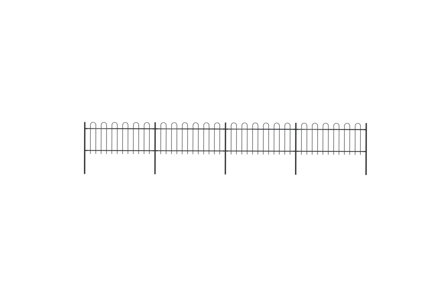 vidaXL 277650 Garden Fence With Hoop Top Steel 6.8x0.8 M Black