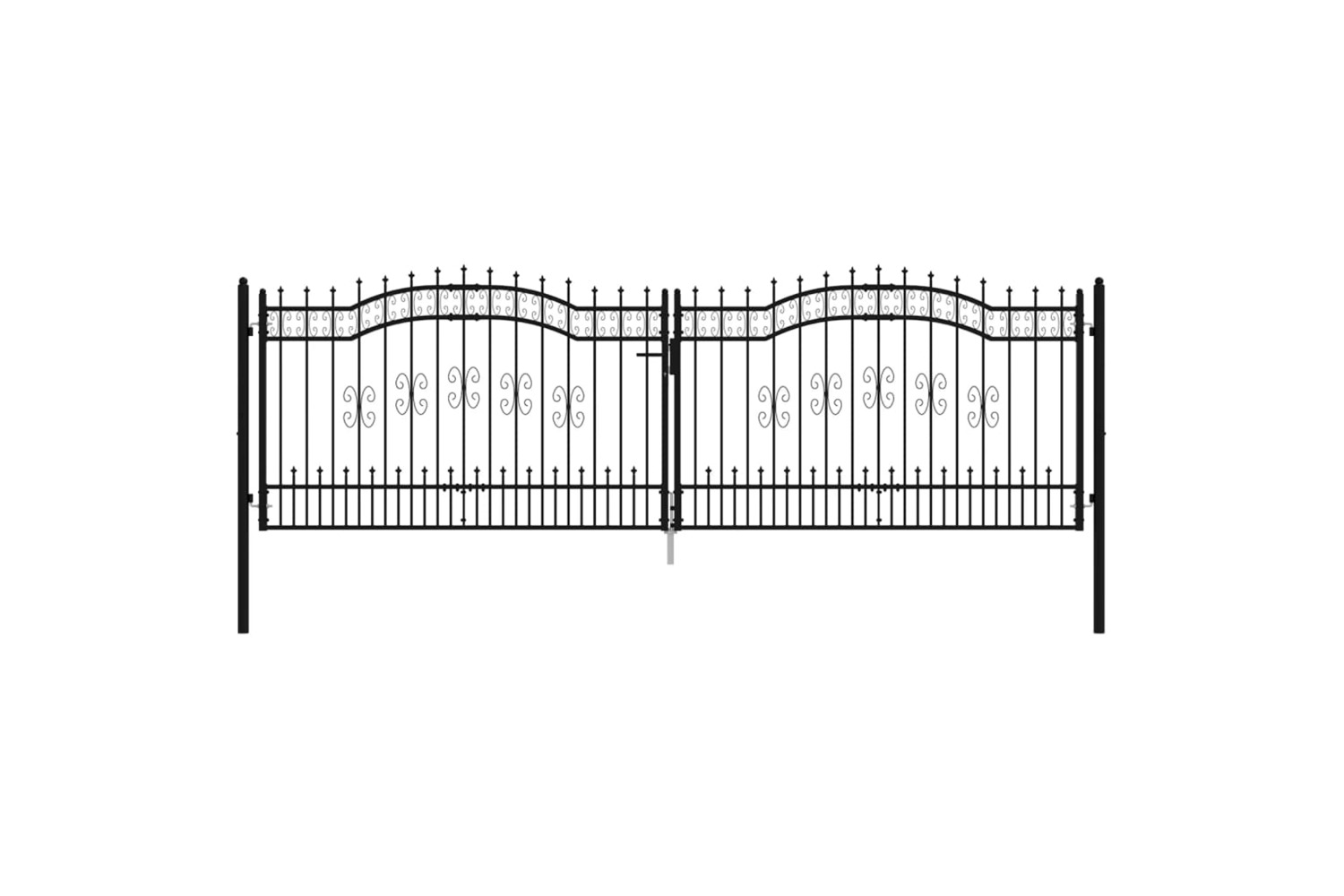 vidaXL 151101 Fence Gate With Spear Top Black 406x173cm Powder-coated Steel