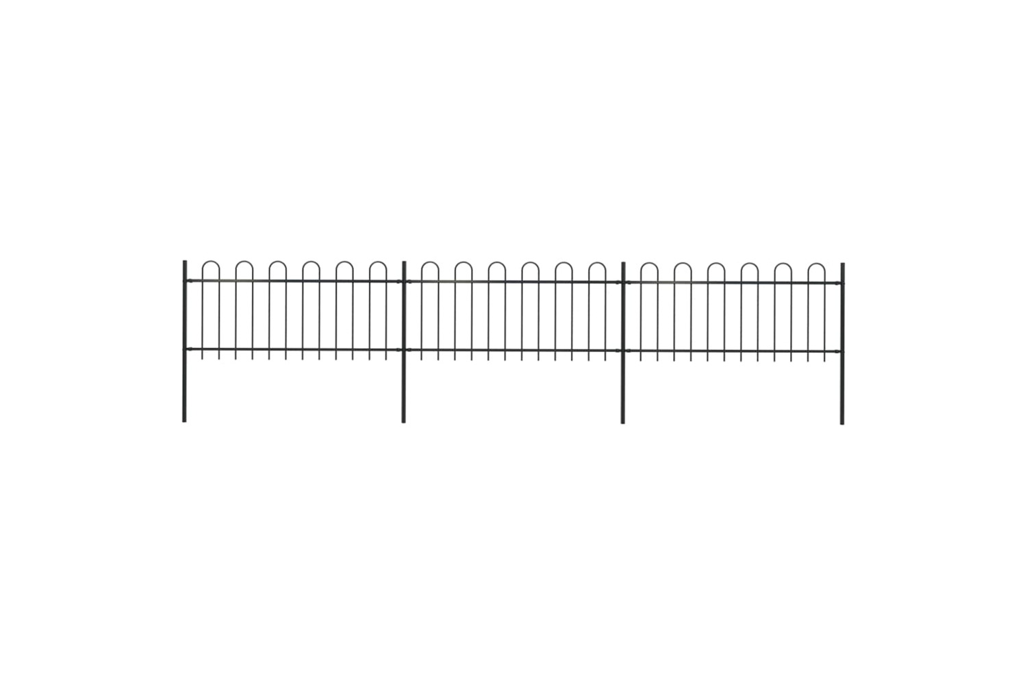vidaXL 277649 Garden Fence With Hoop Top Steel 5.1x0.8 M Black