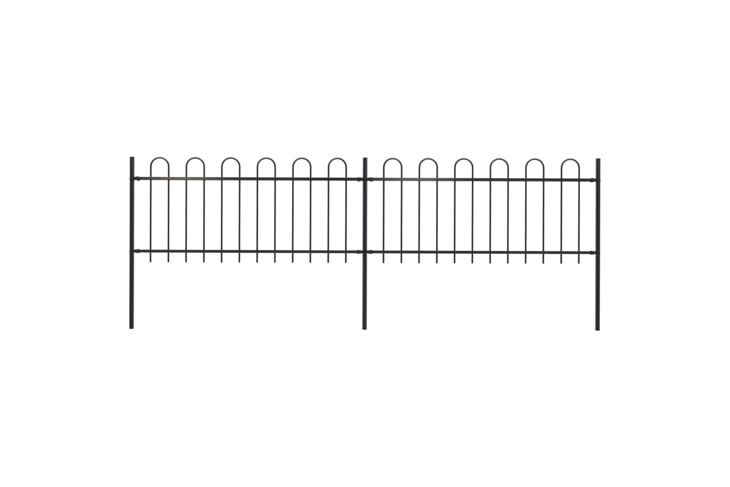 vidaXL 277648 Garden Fence With Hoop Top Steel 3.4x0.8 M Black