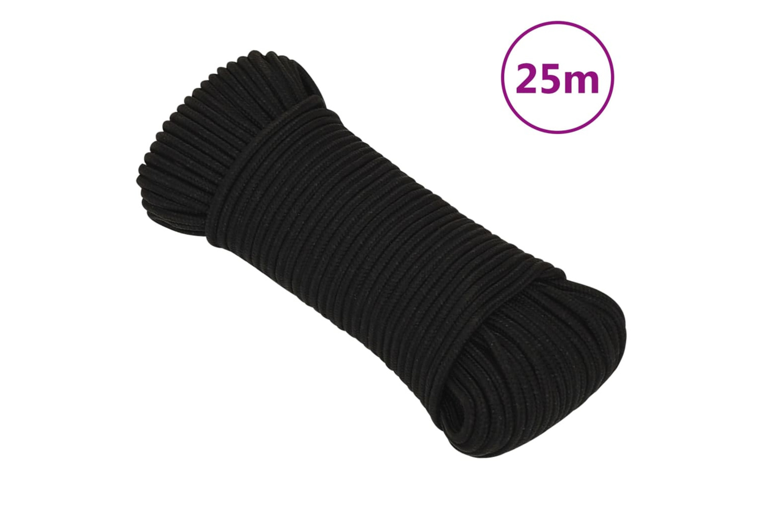 vidaXL 152802 Work Rope Black 4mm 25 M Polyester
