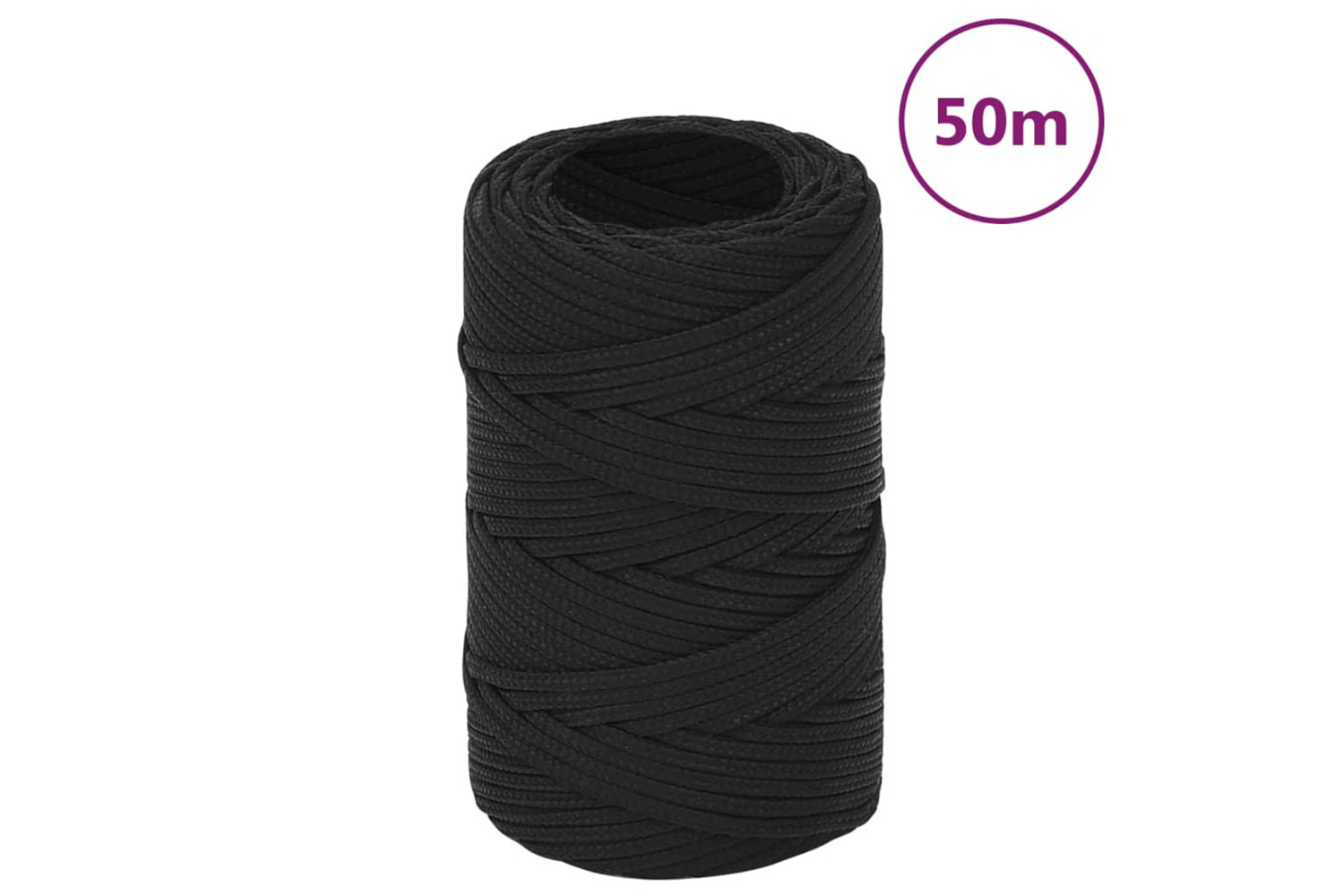 vidaXL 152477 Boat Rope Full Black 2mm 50 M Polypropylene