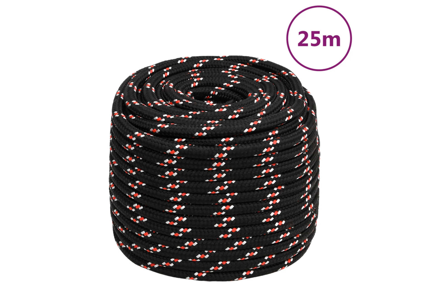 vidaXL 152364 Boat Rope Black 18mm 25 M Polypropylene