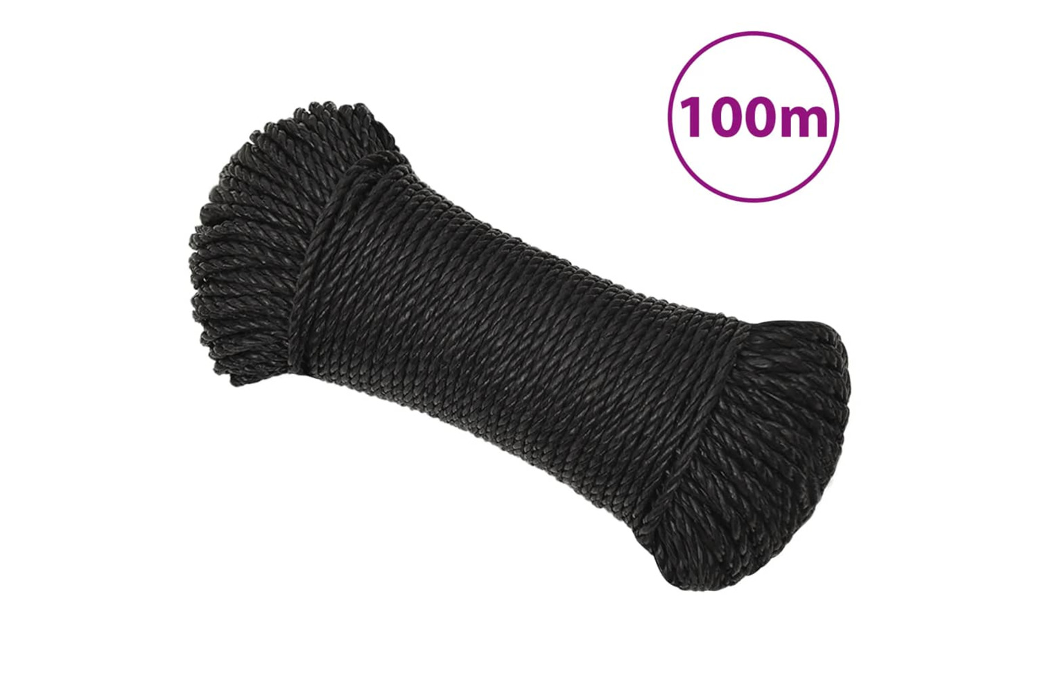 vidaXL 153008 Work Rope Black 8mm 100 M Polypropylene