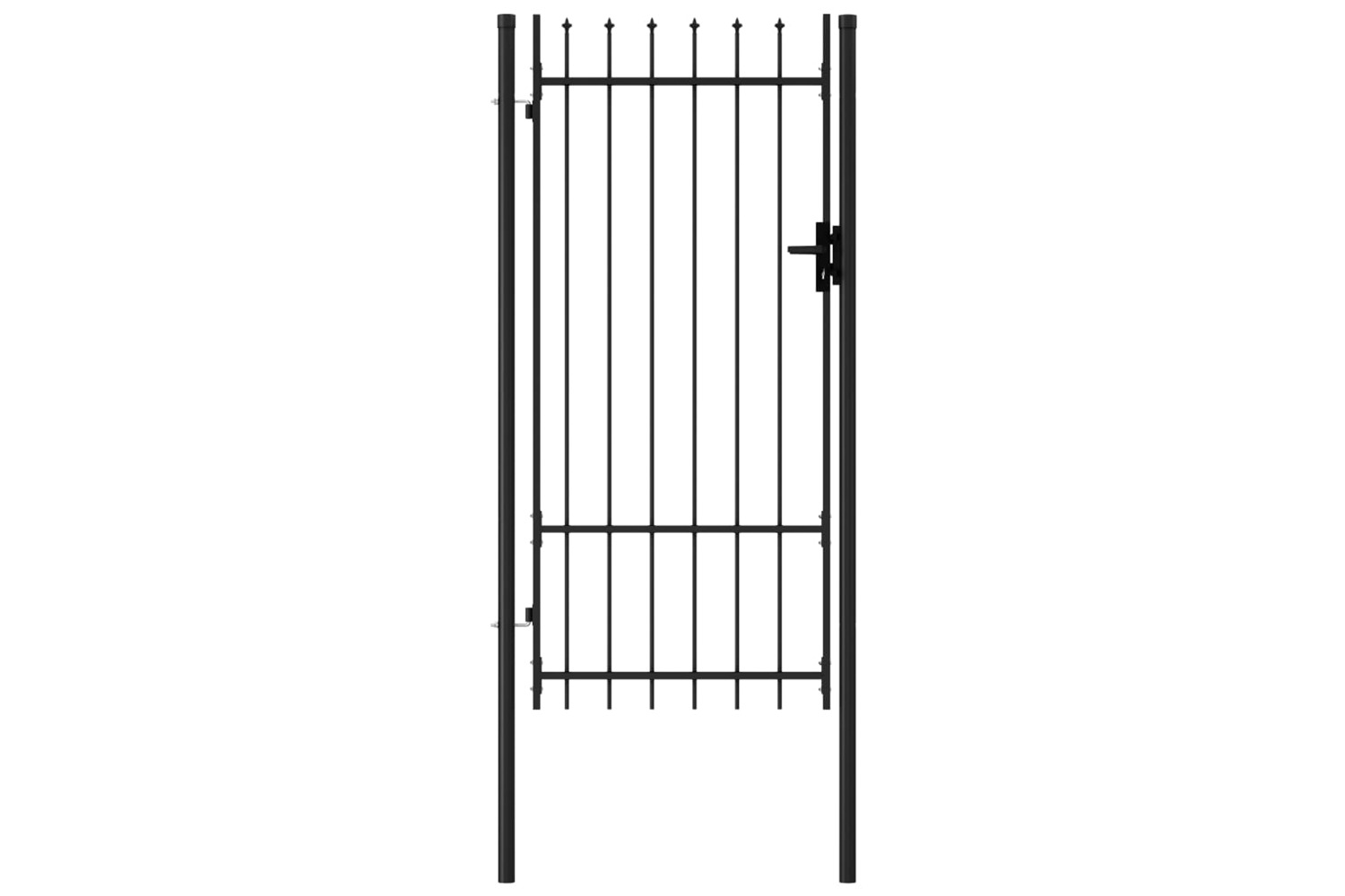 vidaXL 145746 Fence Gate Single Door With Spike Top Steel 1x2 M Black