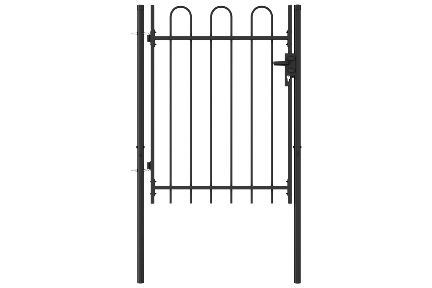 vidaXL 146030 Fence Gate Single Door With Arched Top Steel 1x1.2 M Black