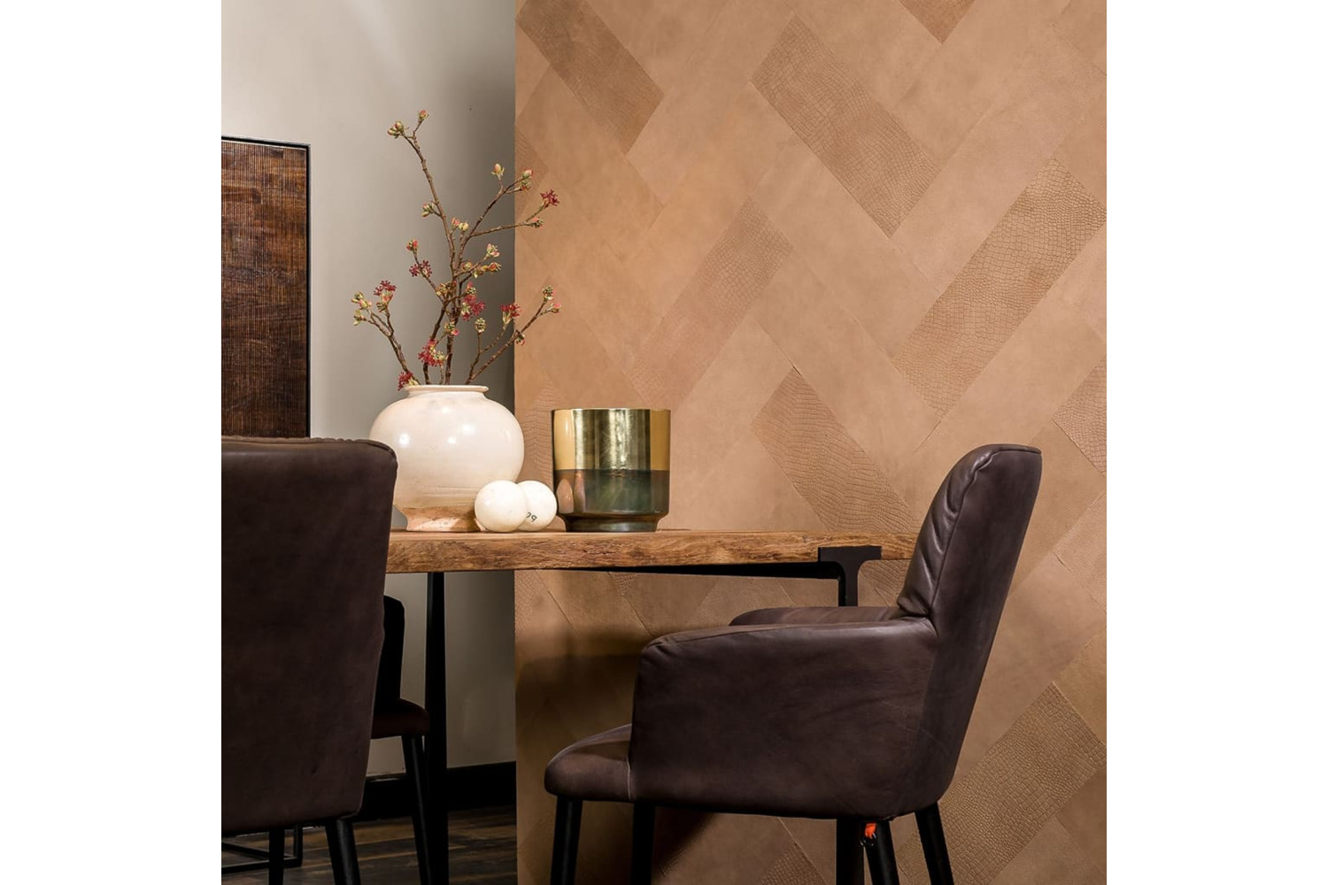 Wallart 440922 Leather Tiles Salisbury Sandy Beige 16 Pcs