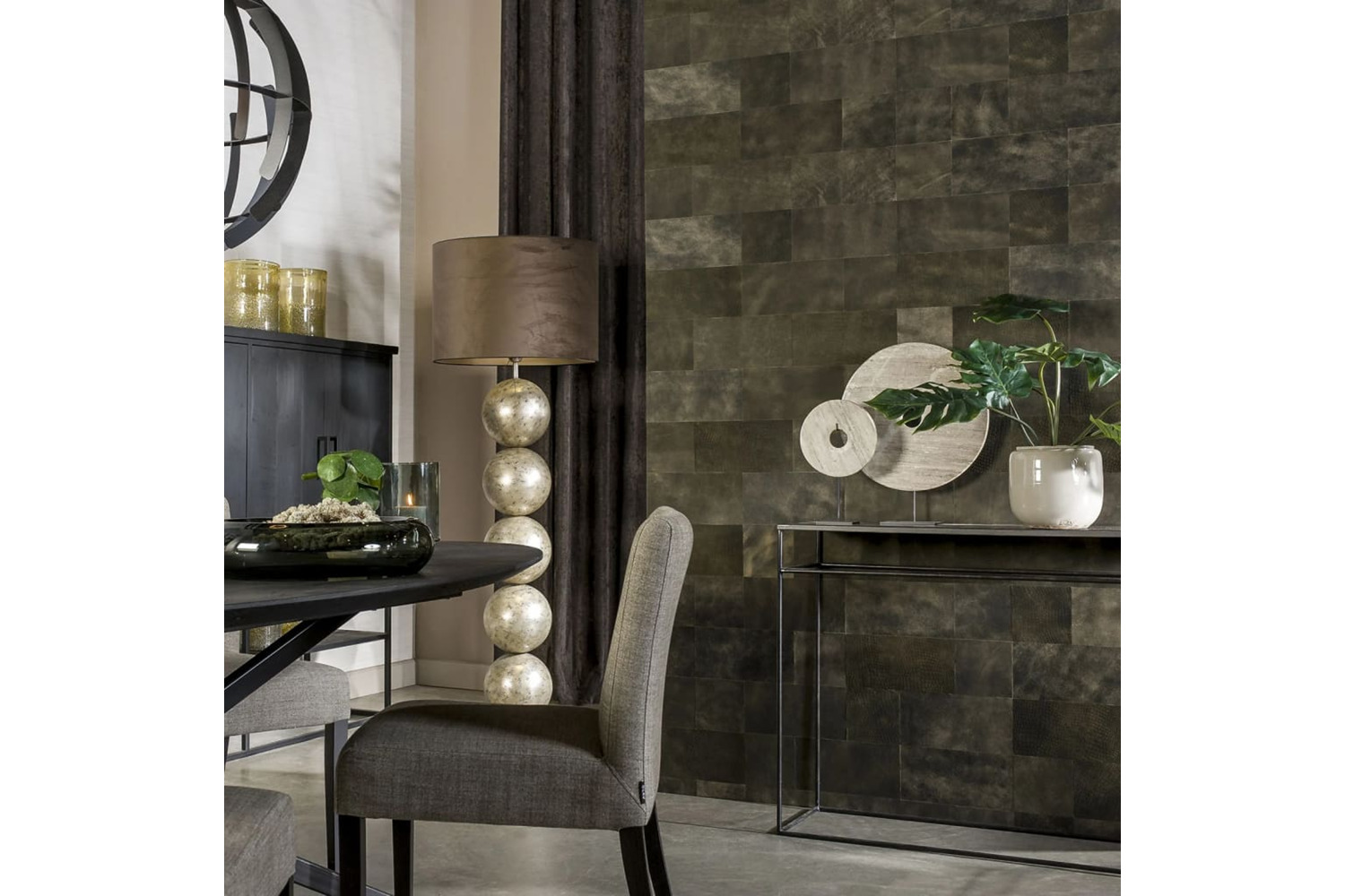 Wallart 440932 Leather Tiles Bonham Two Tone Black 32 Pcs