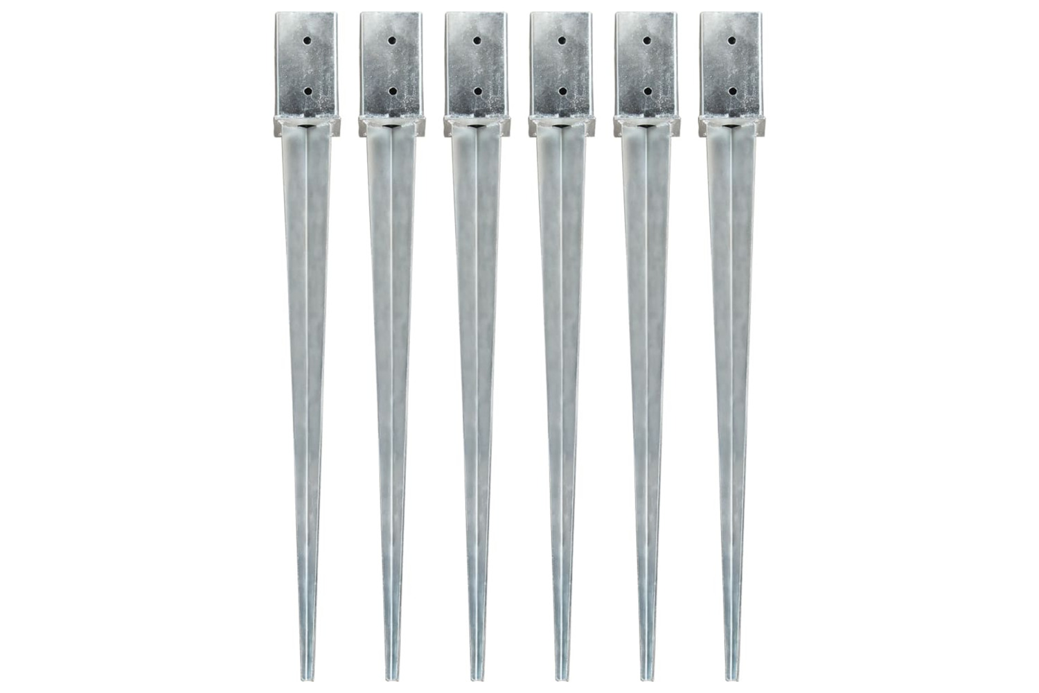vidaXL 145411 Ground Spikes 6 Pcs Silver 8x8x91cm Galvanised Steel
