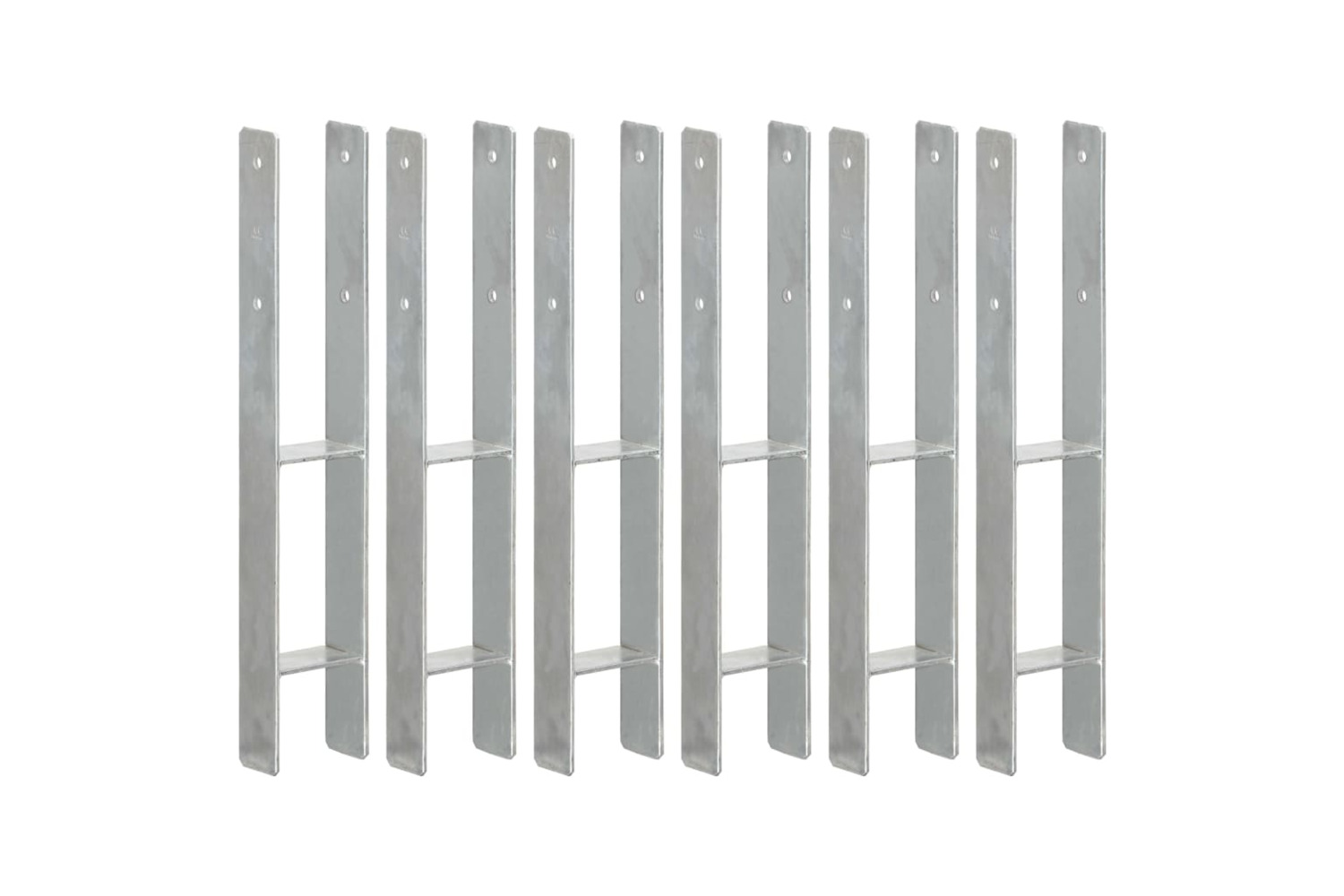 vidaXL 145300 Fence Anchors 6 Pcs Silver 9x6x60cm Galvanised Steel